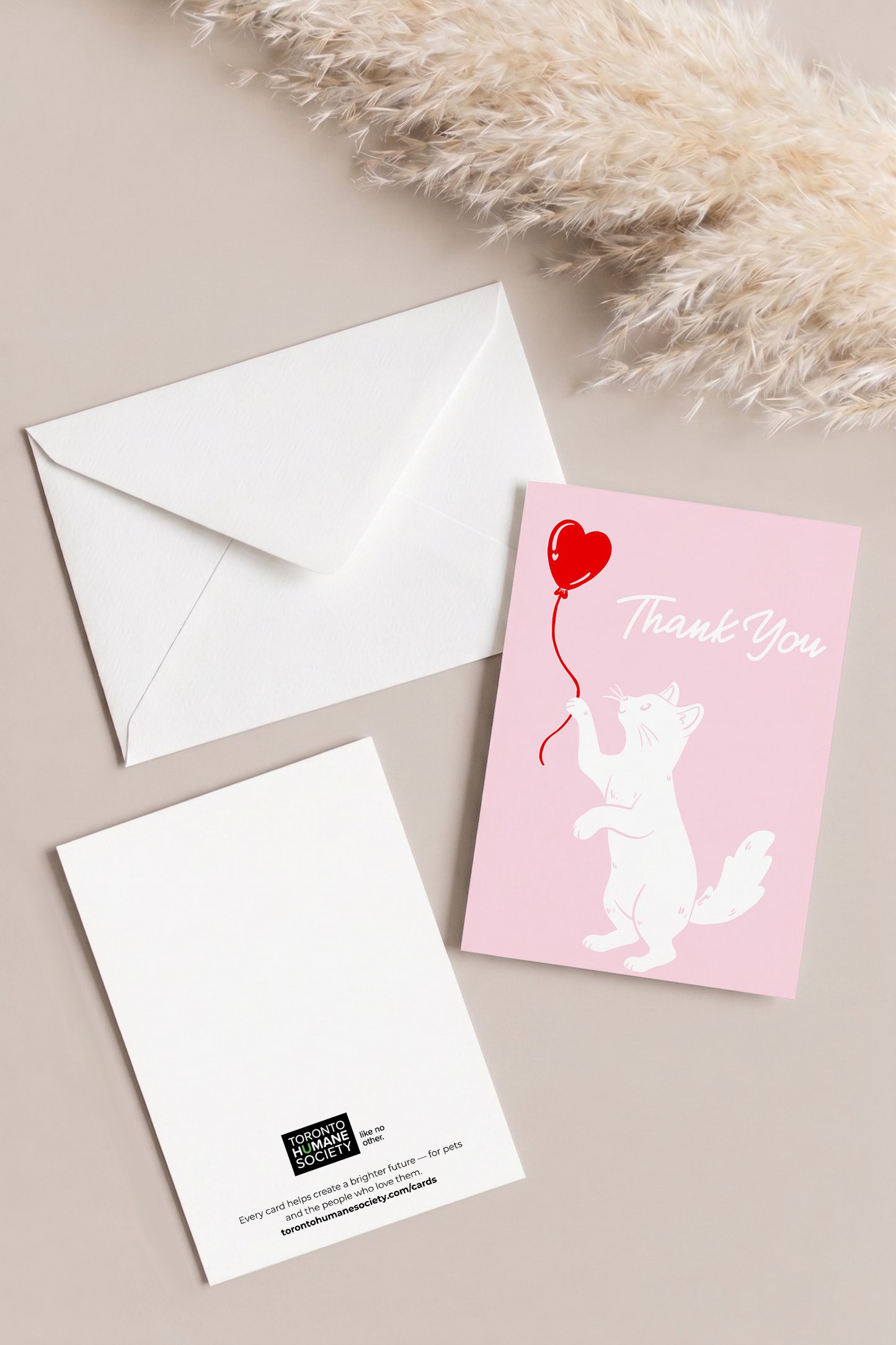 Thank You Card — Cat (Balloon Heart)