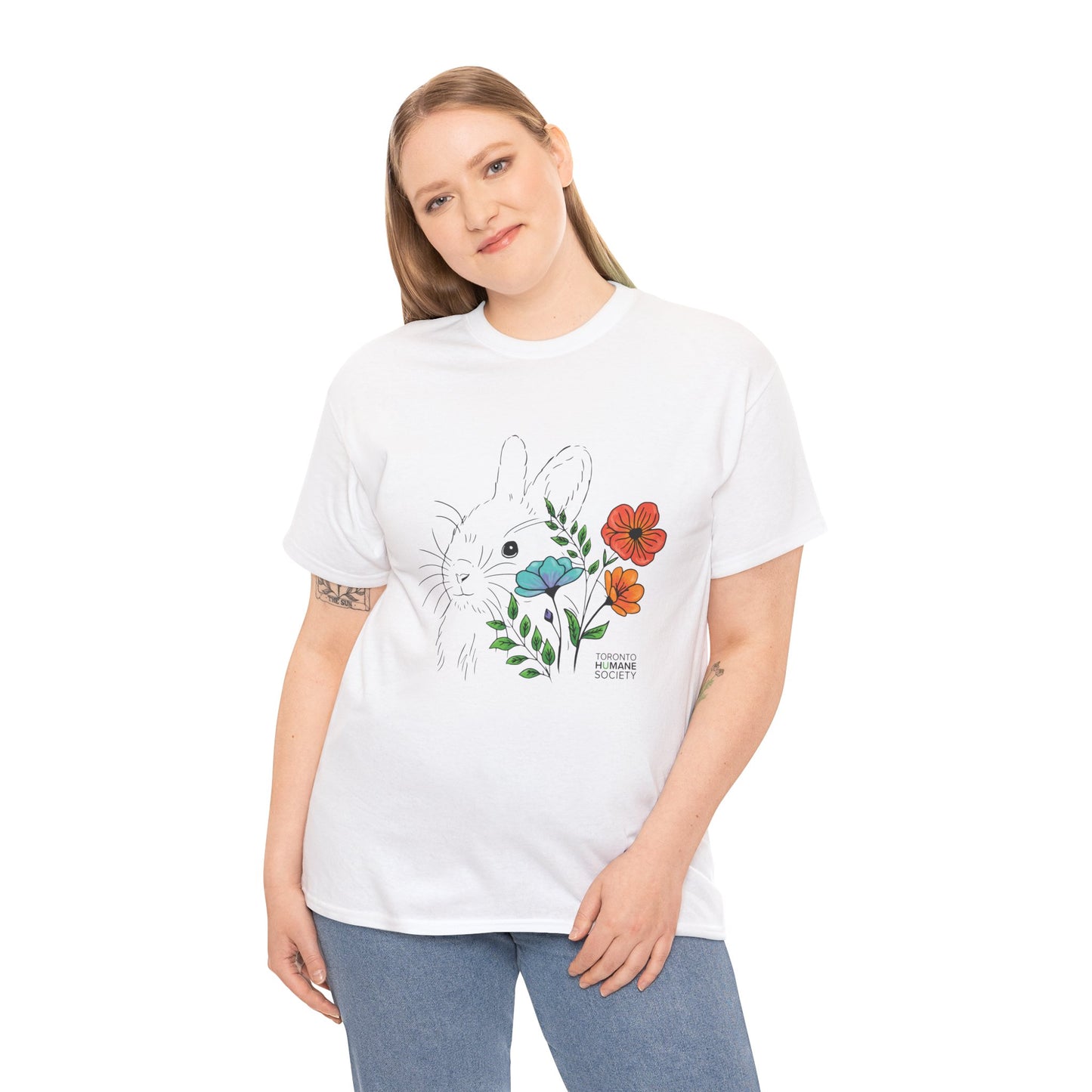 Unisex Cotton Tee - Floral Rabbit