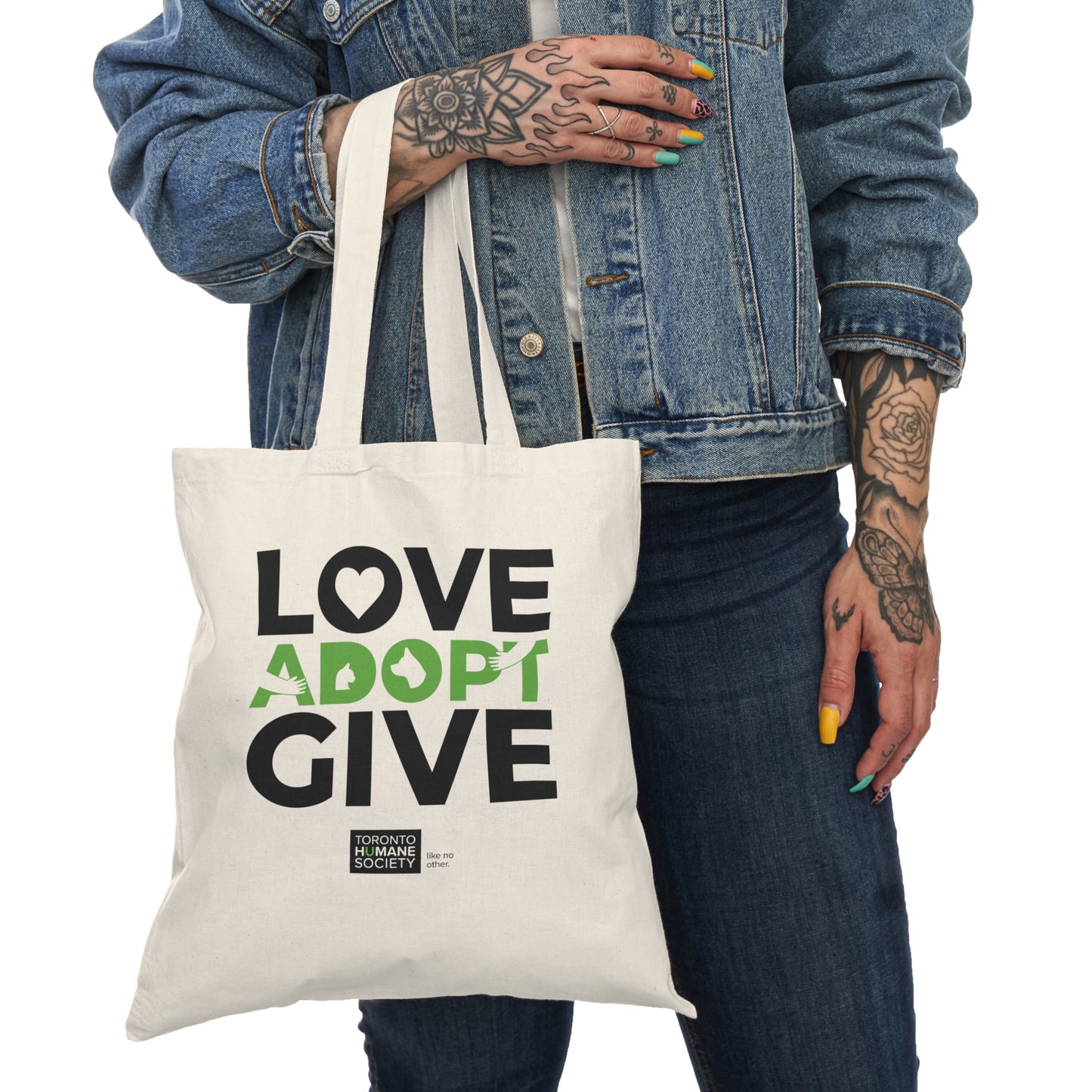 Natural Tote Bag - Love, Adopt, Give/G&B