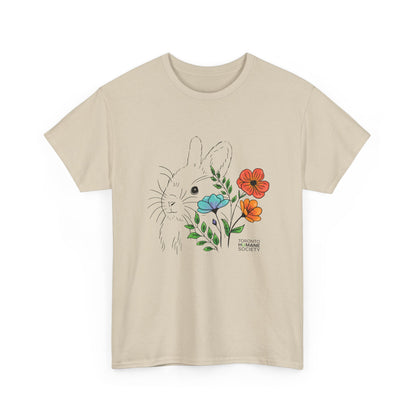 Unisex Cotton Tee - Floral Rabbit