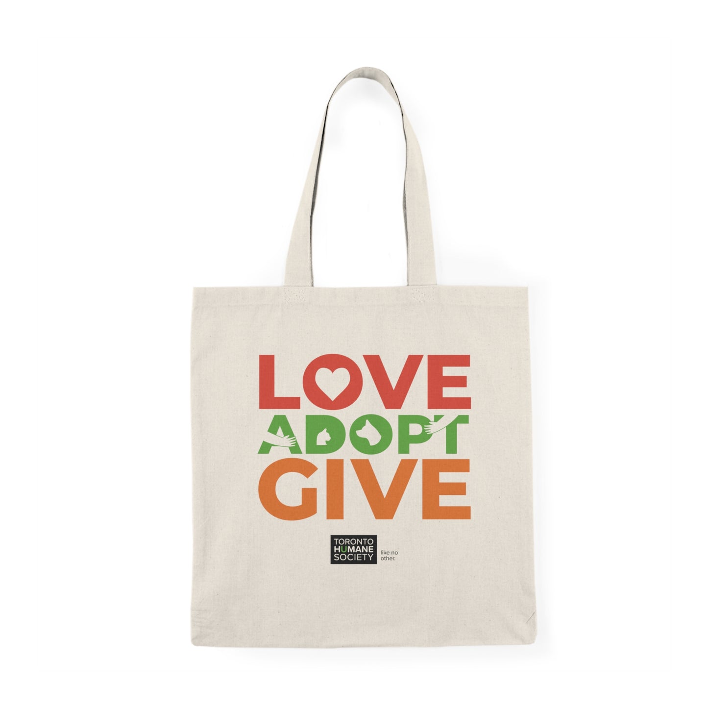 Natural Tote Bag - Love, Adopt, Give/Colours