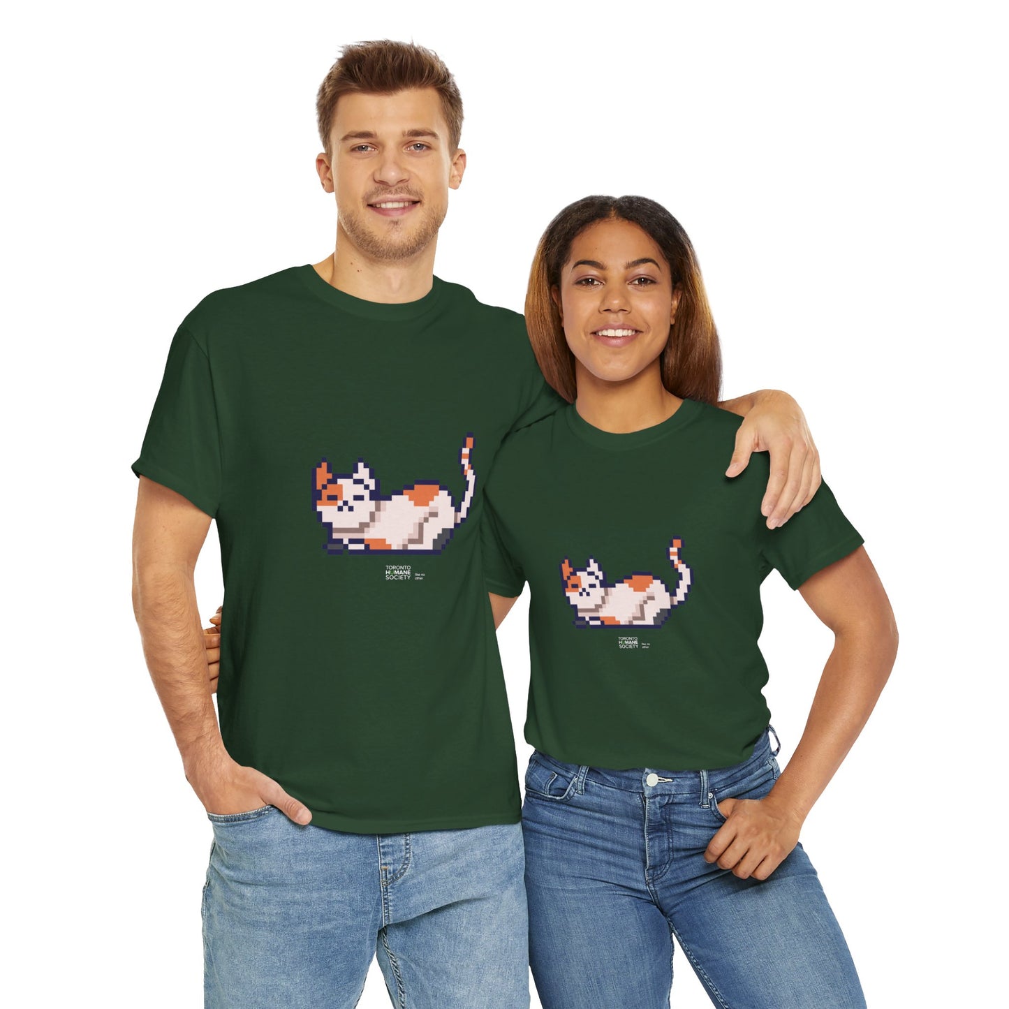 Unisex Cotton Tee - Pixelated Cat