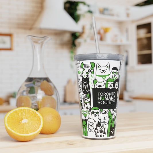 Plastic Tumbler with Straw - Dog