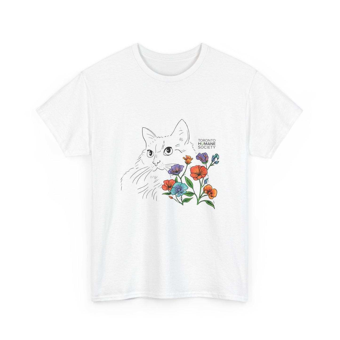 Unisex Cotton Tee - Floral Cat