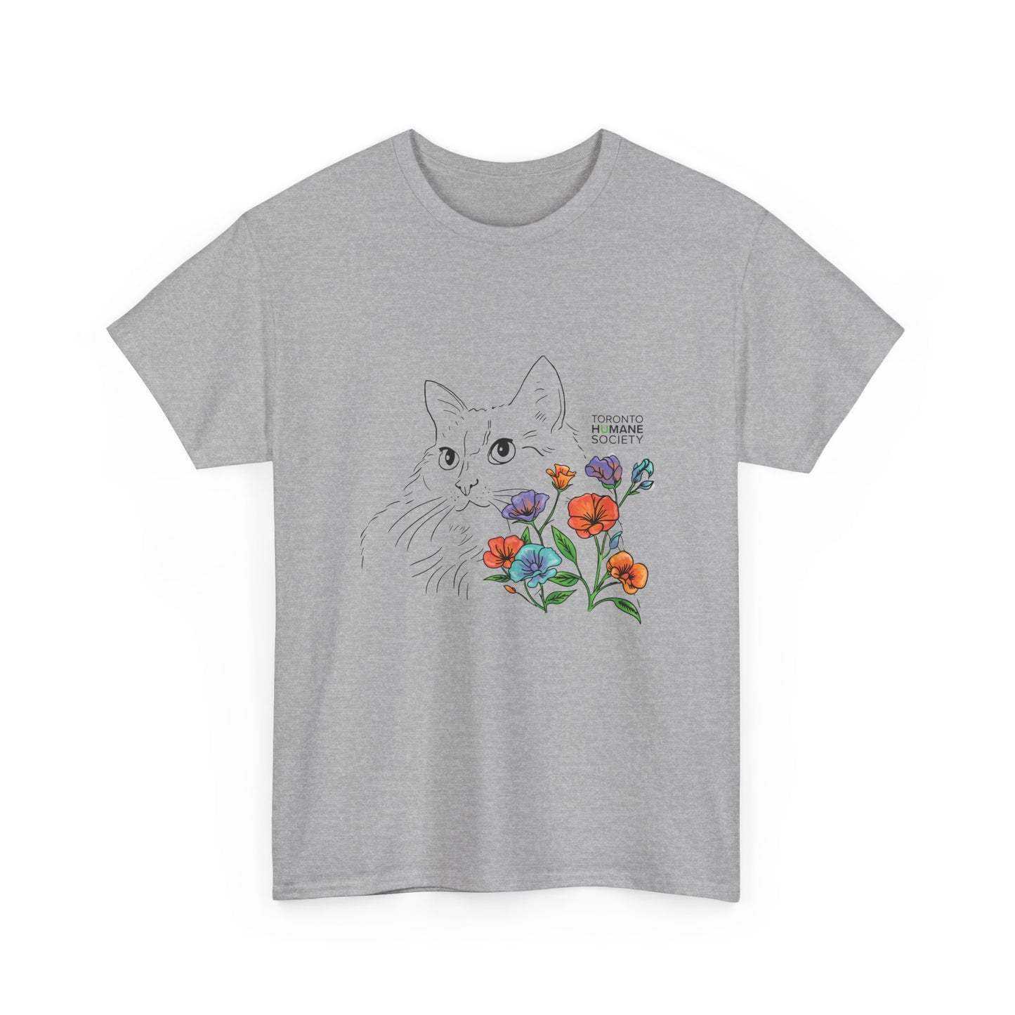Unisex Cotton Tee - Floral Cat