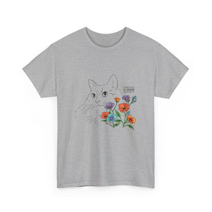 Unisex Cotton Tee - Floral Cat
