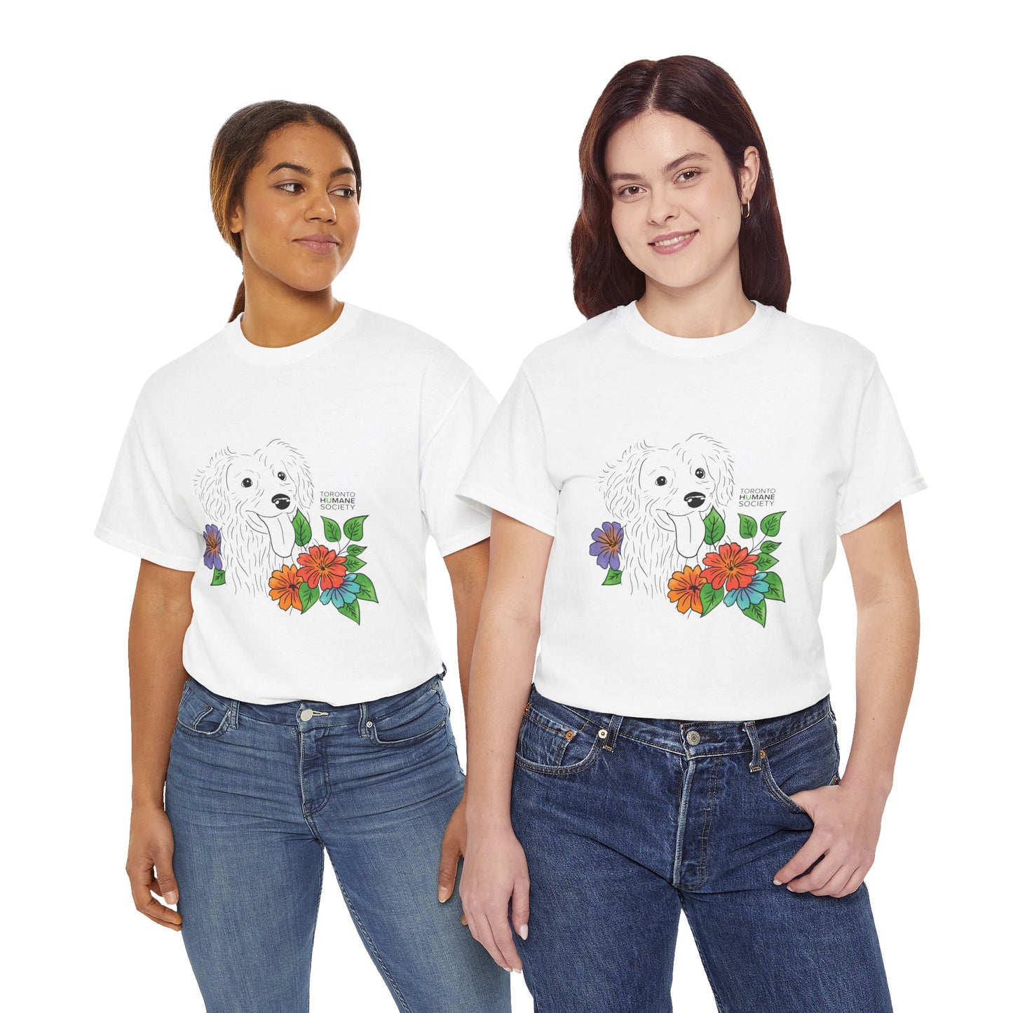 Unisex Cotton Tee - Floral Dog