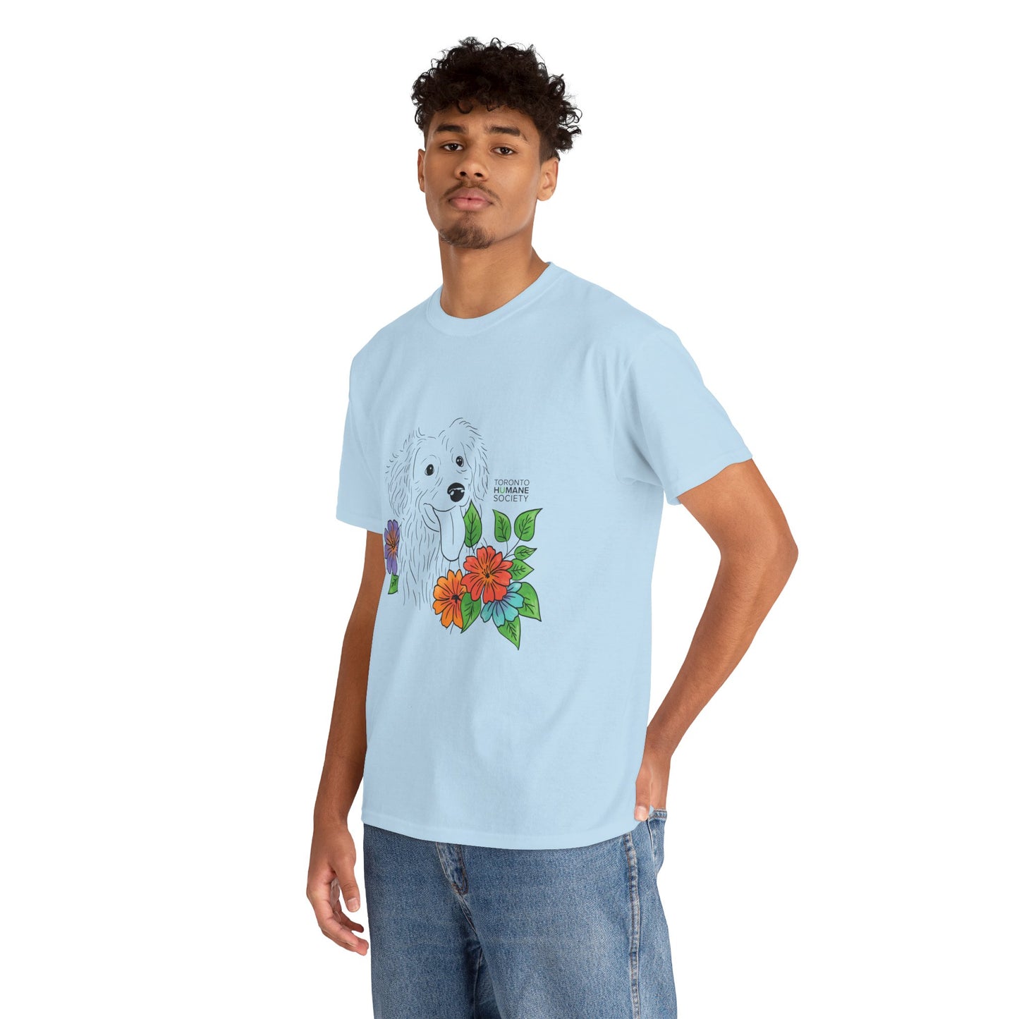 Unisex Cotton Tee - Floral Dog