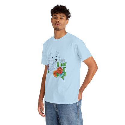 Unisex Cotton Tee - Floral Dog