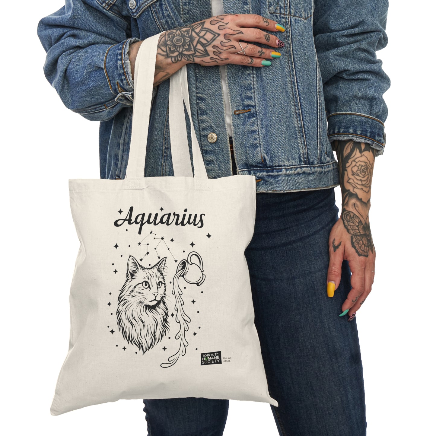 Aquarius, Cat Zodiac -Tote Bags