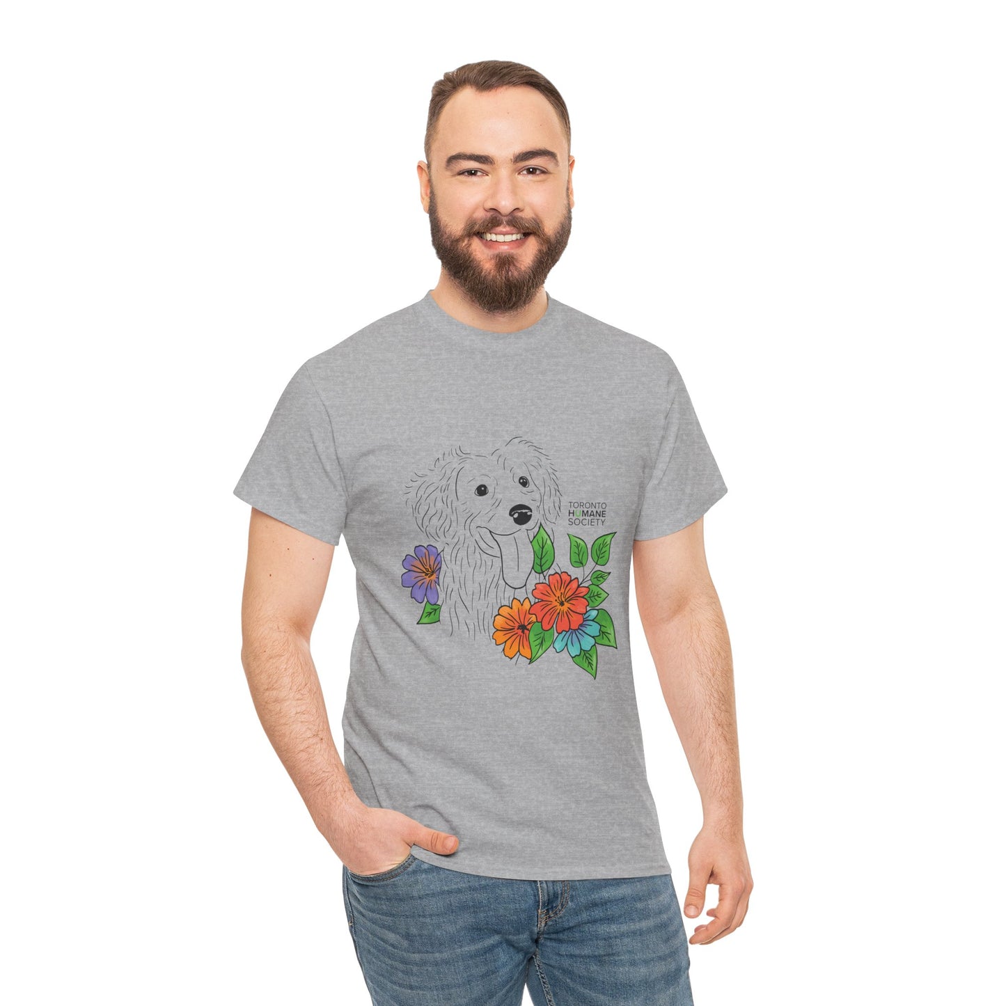 Unisex Cotton Tee - Floral Dog