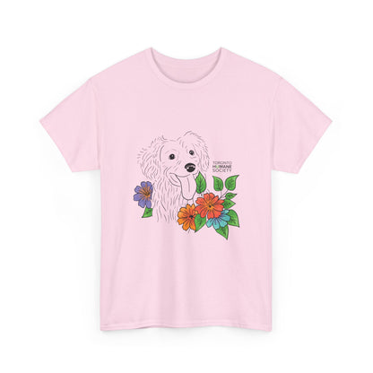Unisex Cotton Tee - Floral Dog