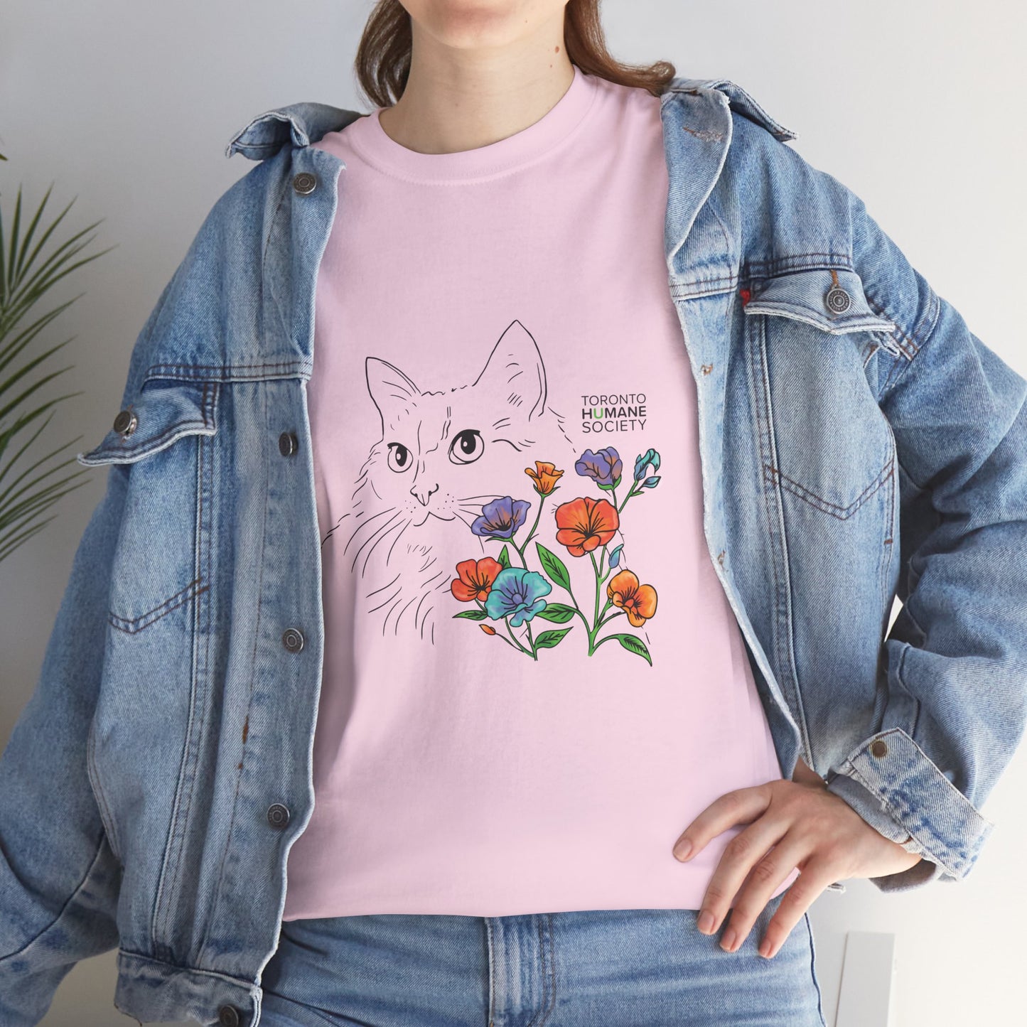 Unisex Cotton Tee - Floral Cat