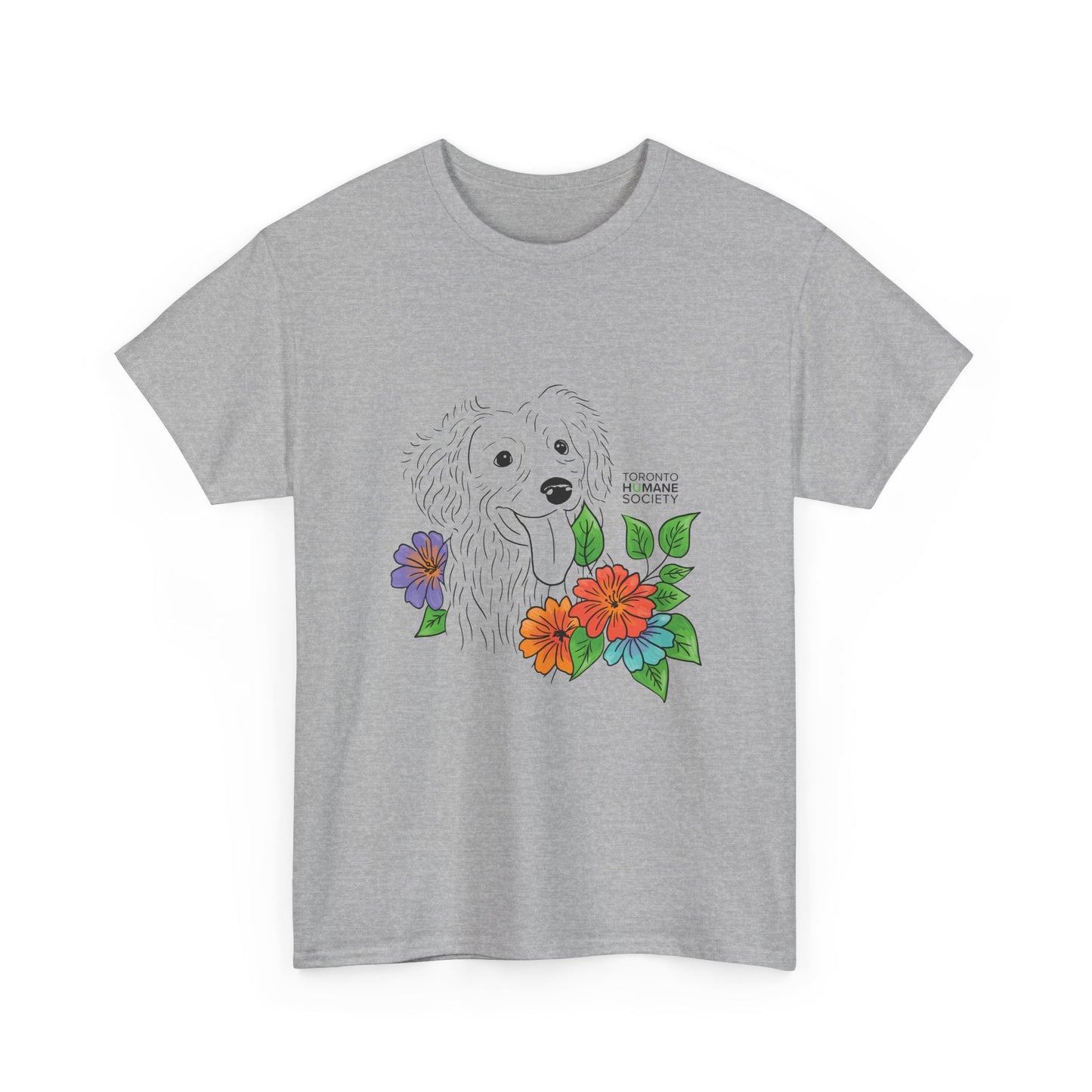 Unisex Cotton Tee - Floral Dog