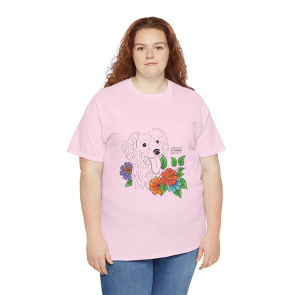Unisex Cotton Tee - Floral Dog