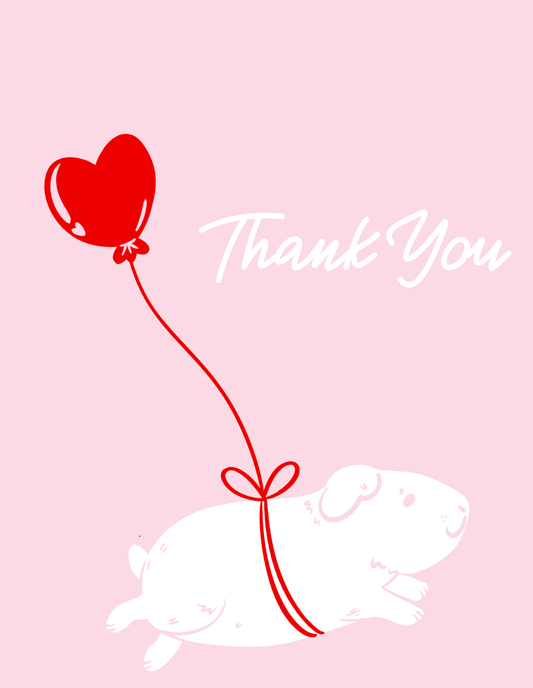 Thank You Card — Guinea Pig (Balloon Heart)