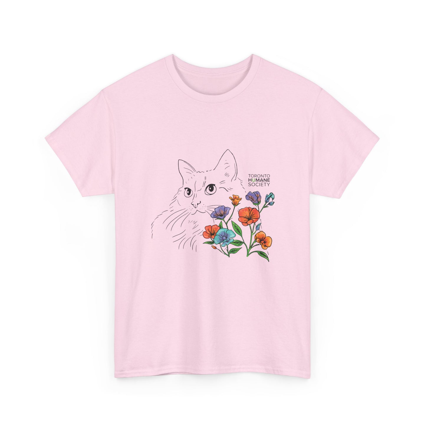 Unisex Cotton Tee - Floral Cat