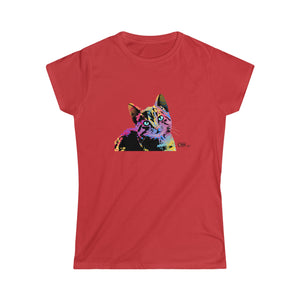 Women's Softstyle Tee - Abstract Cat