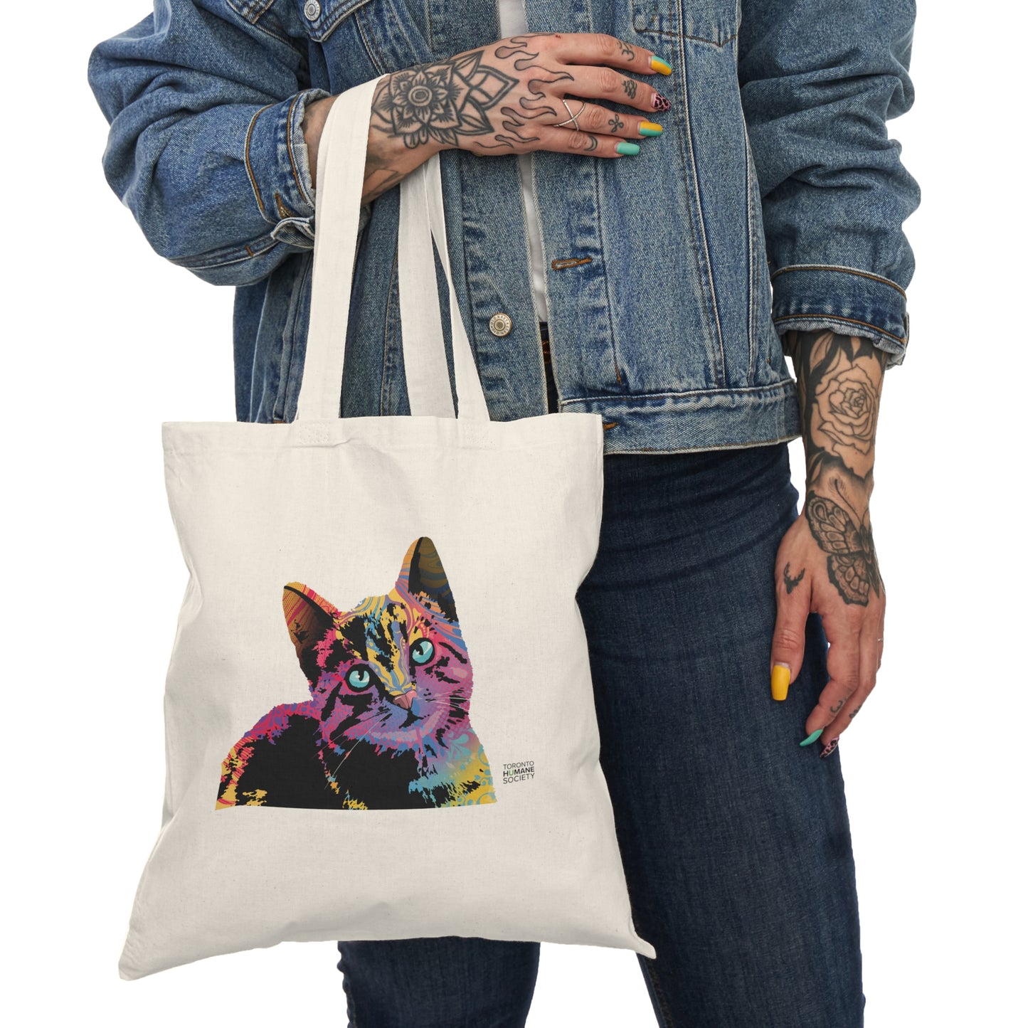 Natural Tote Bag - Abstract Cat