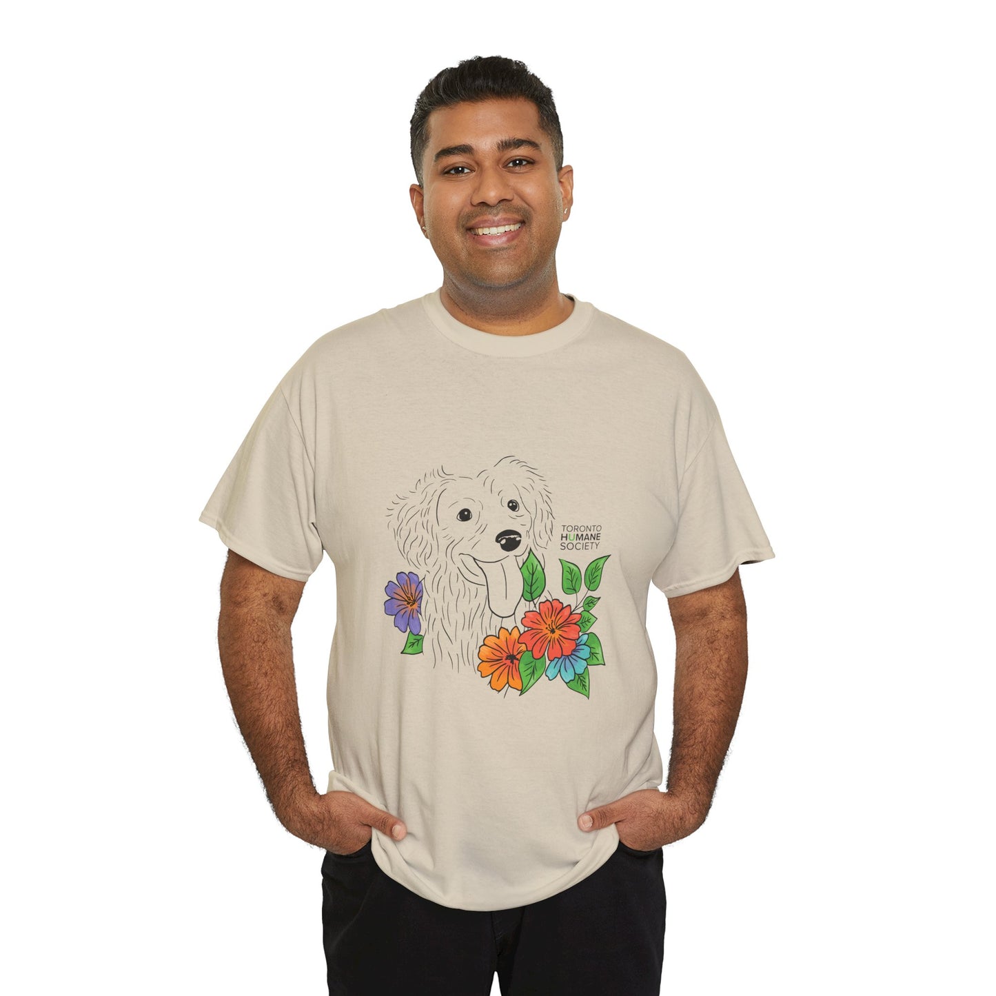 Unisex Cotton Tee - Floral Dog