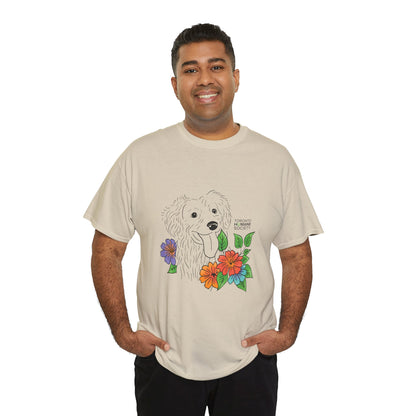 Unisex Cotton Tee - Floral Dog