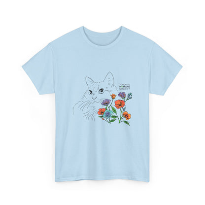 Unisex Cotton Tee - Floral Cat