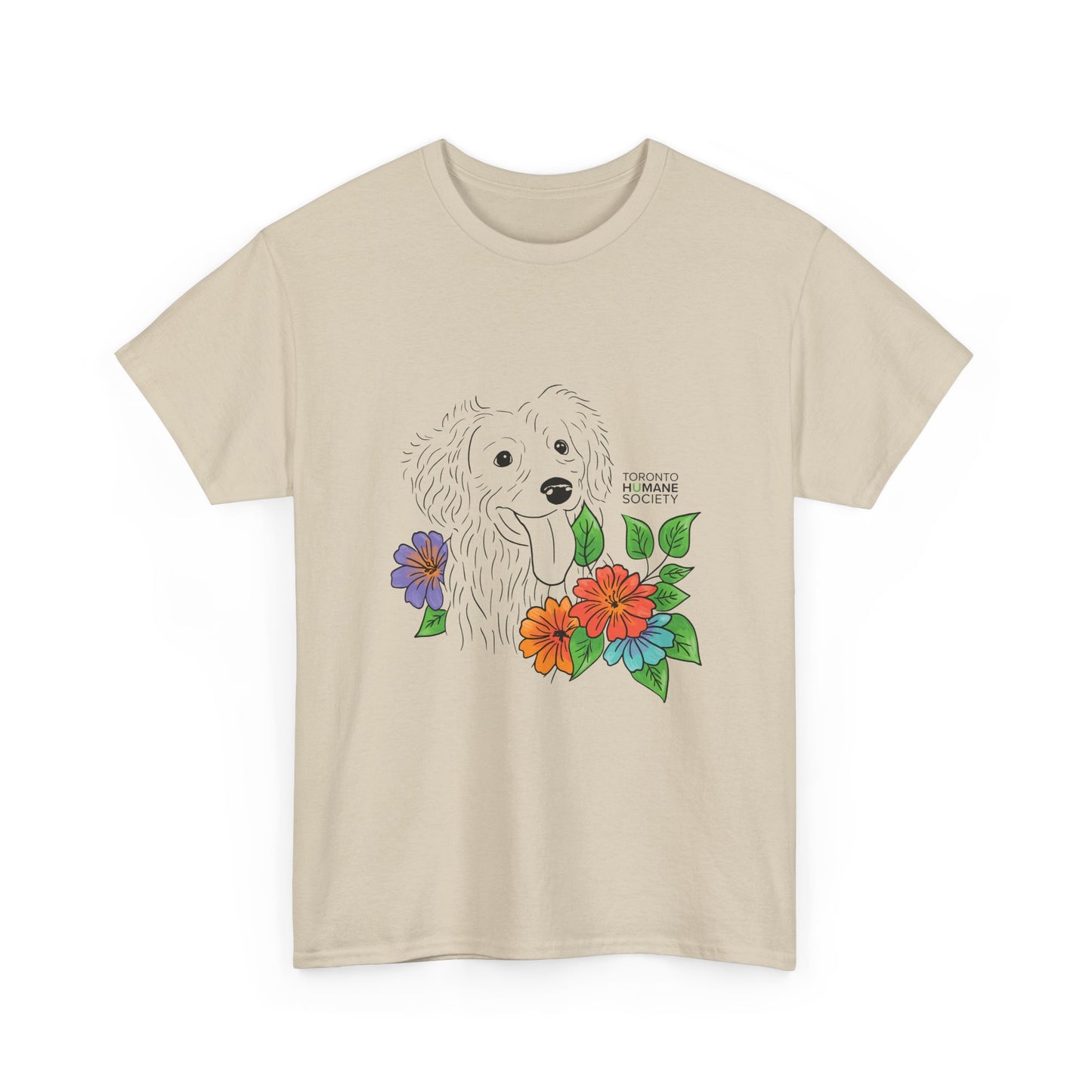 Unisex Cotton Tee - Floral Dog