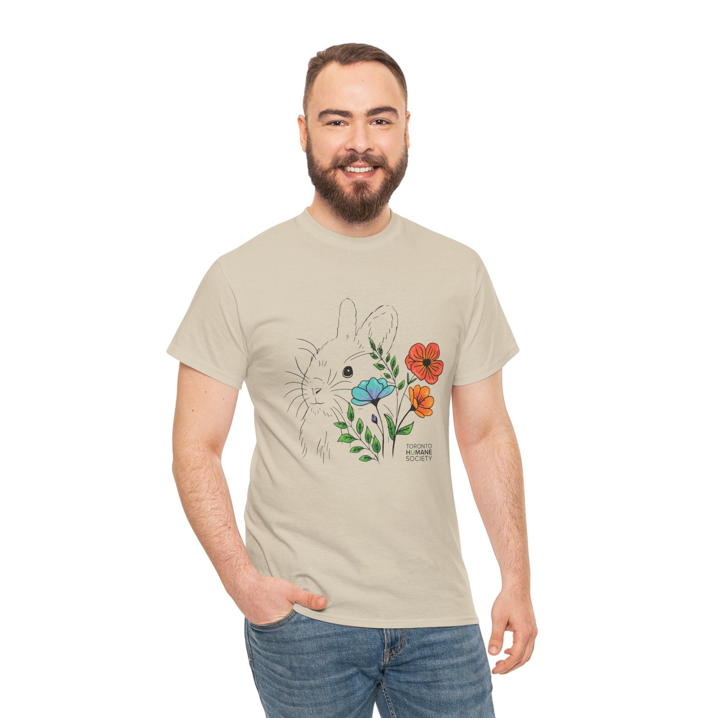 Unisex Cotton Tee - Floral Rabbit