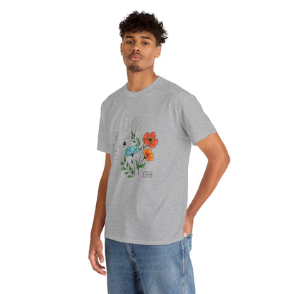 Unisex Cotton Tee - Floral Rabbit