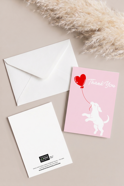 Thank You Card — Dog (Balloon Heart)