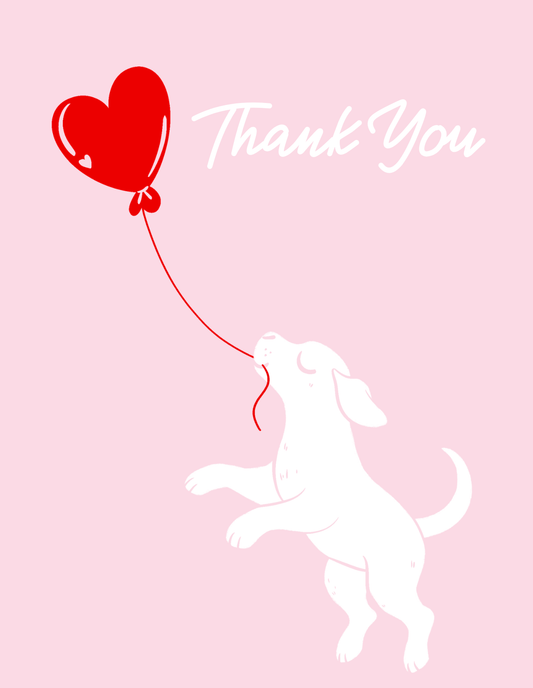 Thank You Card — Dog (Balloon Heart)